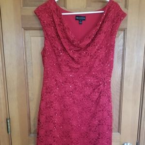 Red sequin fitted dress